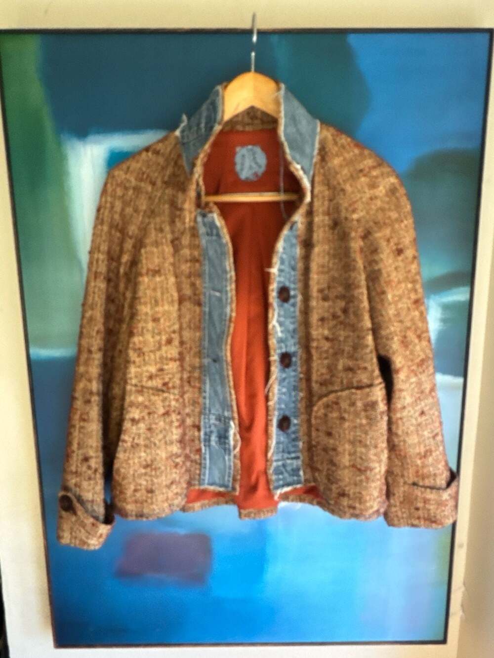 Peace by Piece Mixed Media Tweed and Denim Jacket